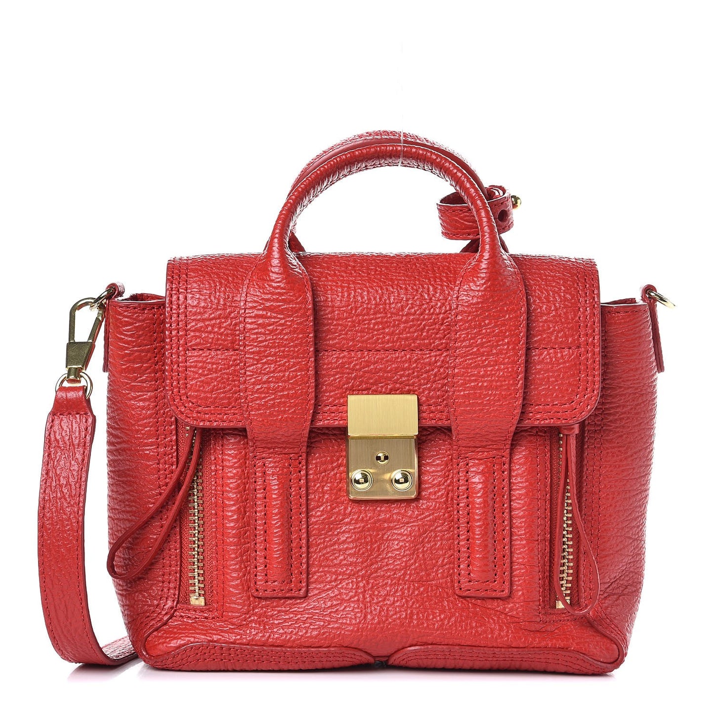 3.1 Textured Calfskin Mini Pashli Satchel Red