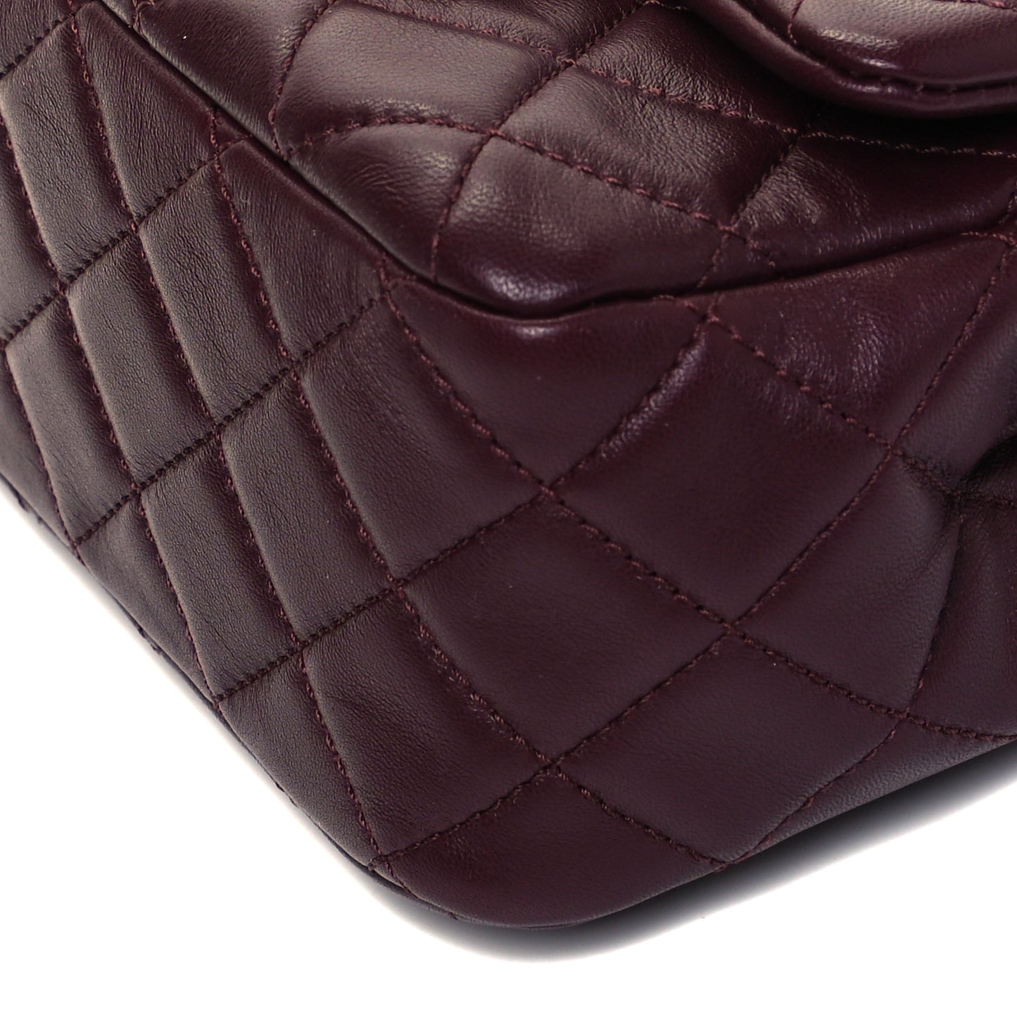 Lambskin Quilted Mini Pearl Crush Flap Burgundy