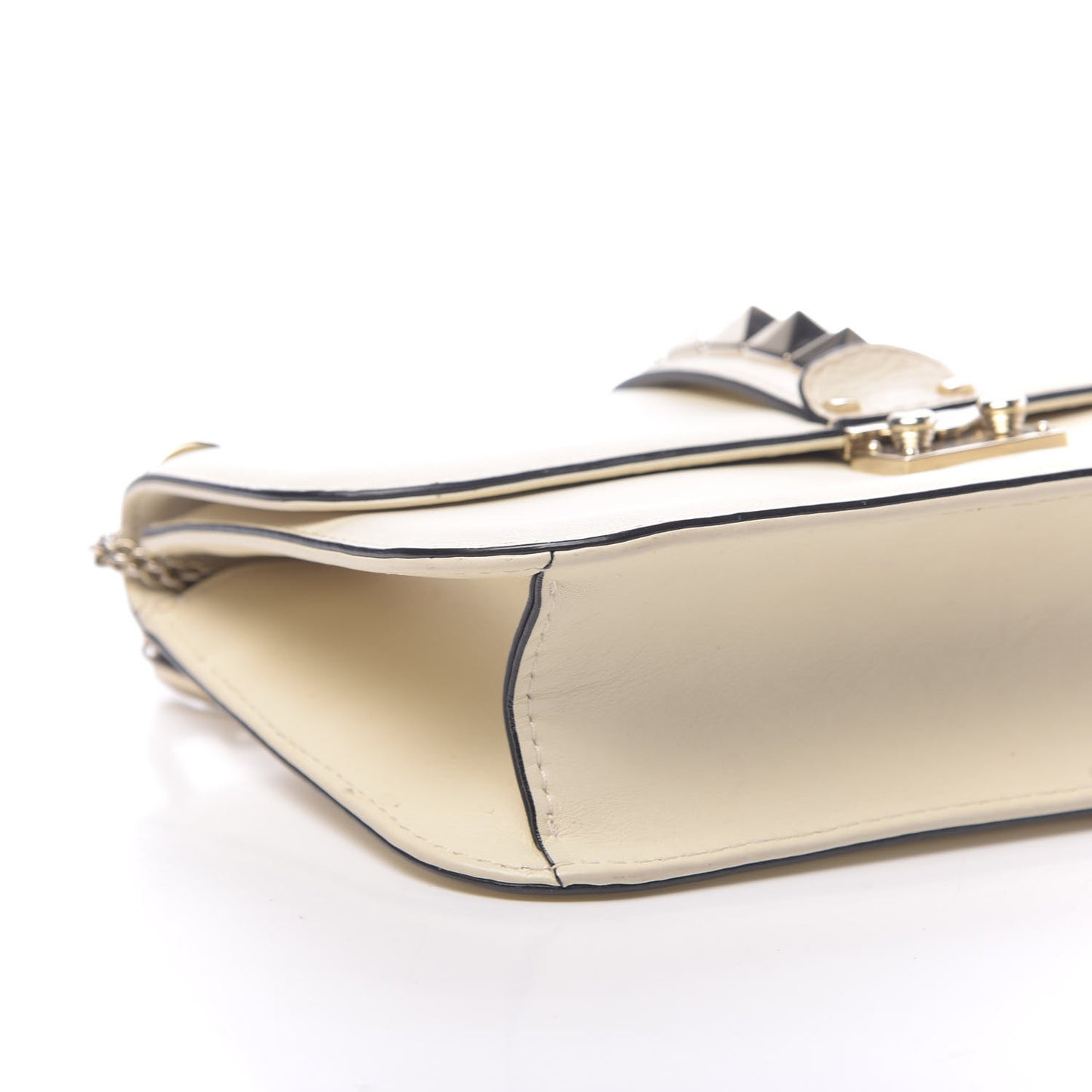 Vitello Medium Glam Lock Rockstud Flap Light Ivory