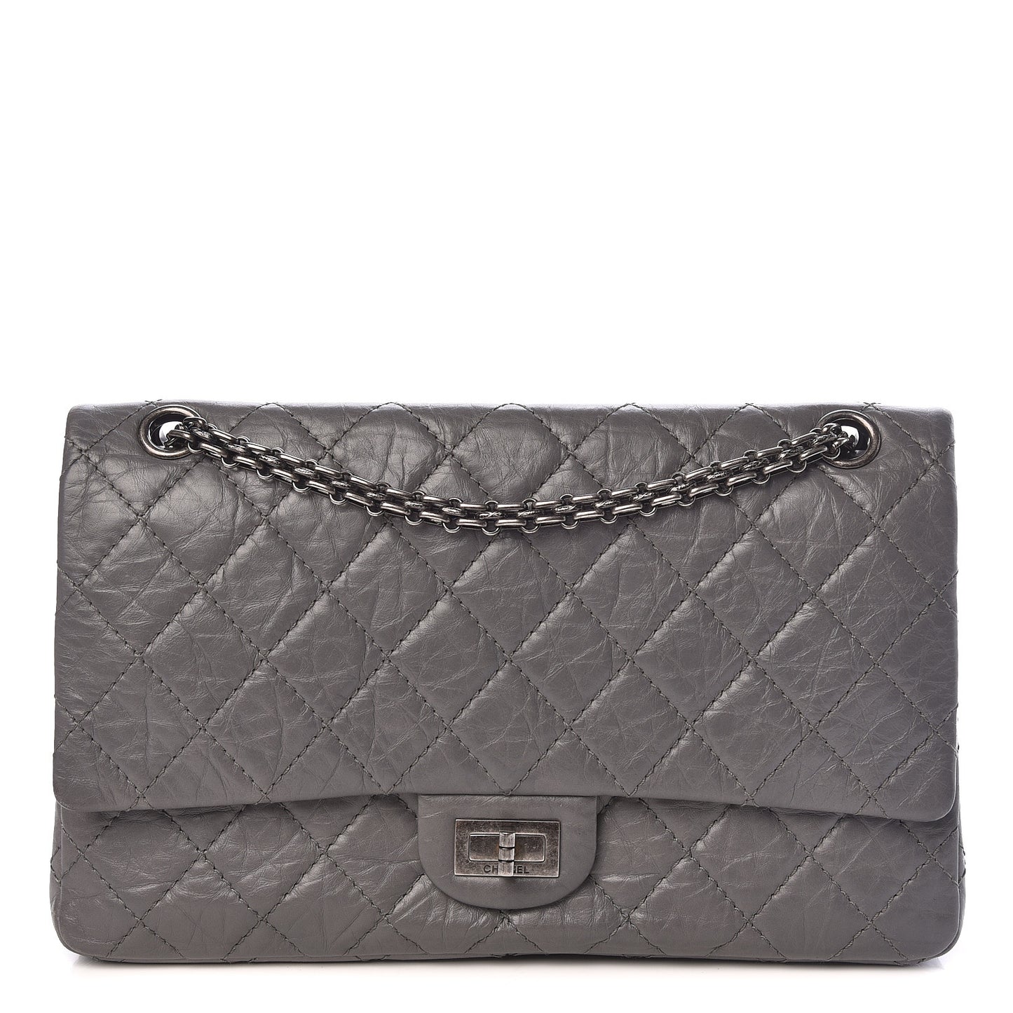 Aged Calfskin Quilted 2.55 Reissue 226 Flap Dark Grey