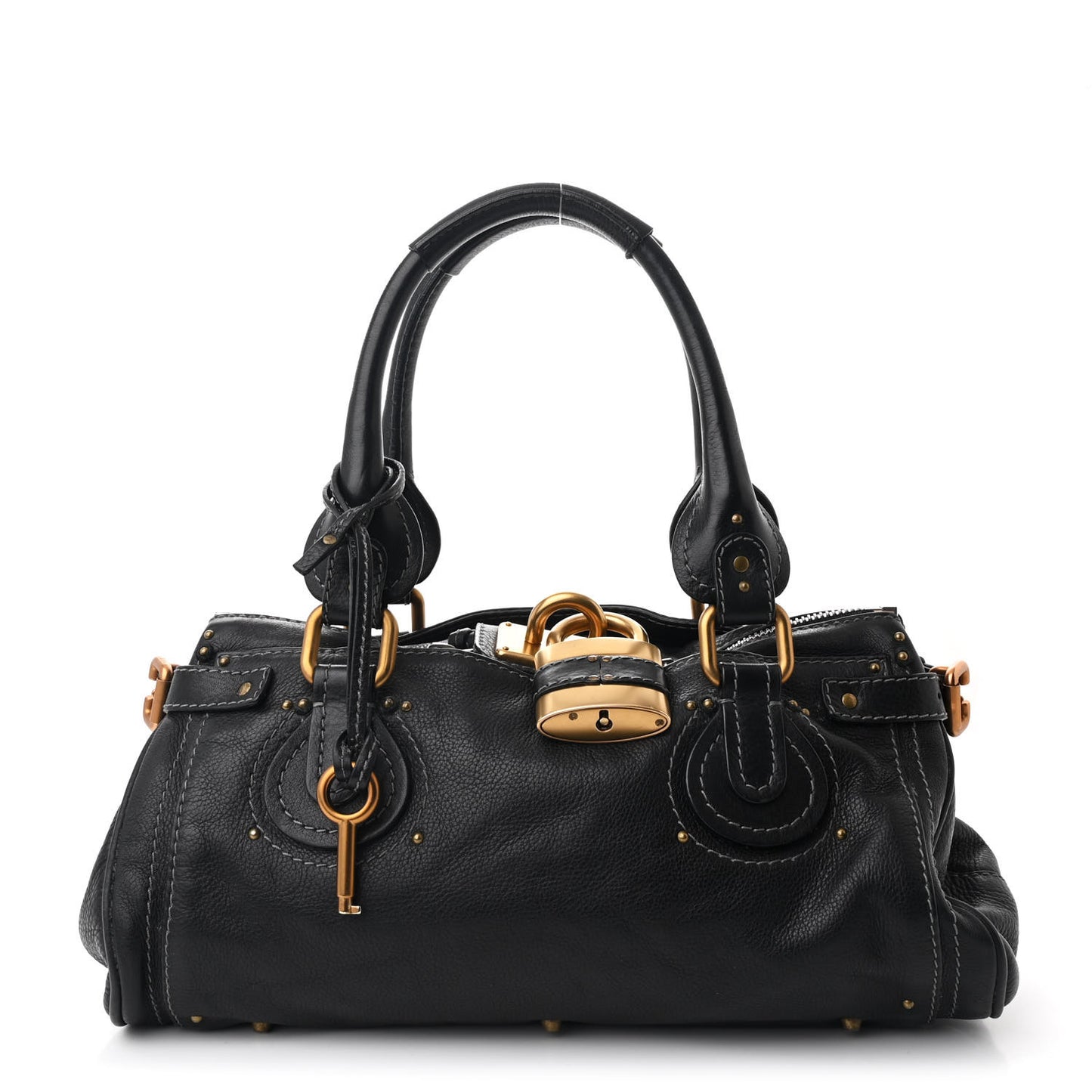 Calfskin Medium Paddington Satchel Black