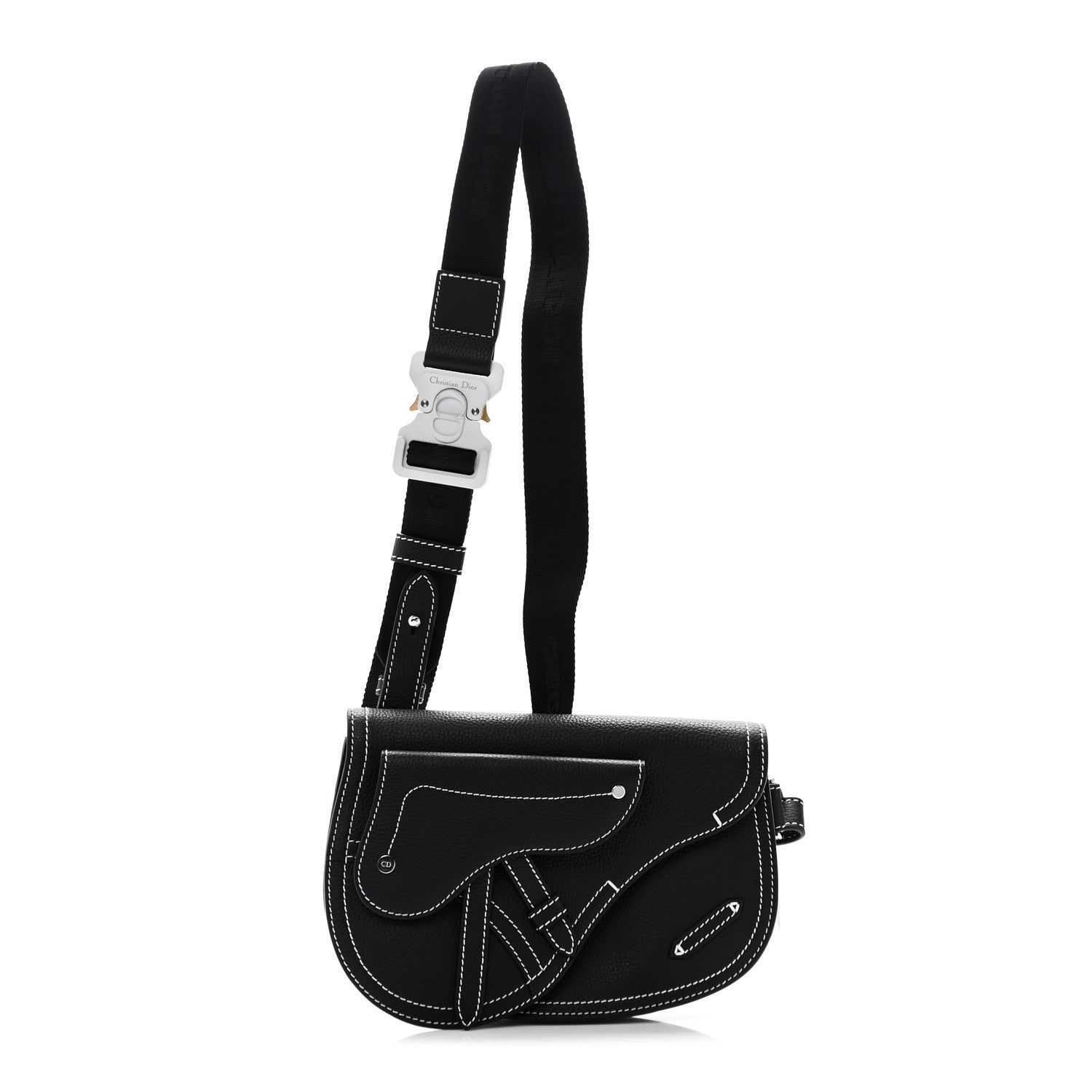 Christian Dior X KAWS Grained Calfskin Saddle Pouch Black 1 of 10