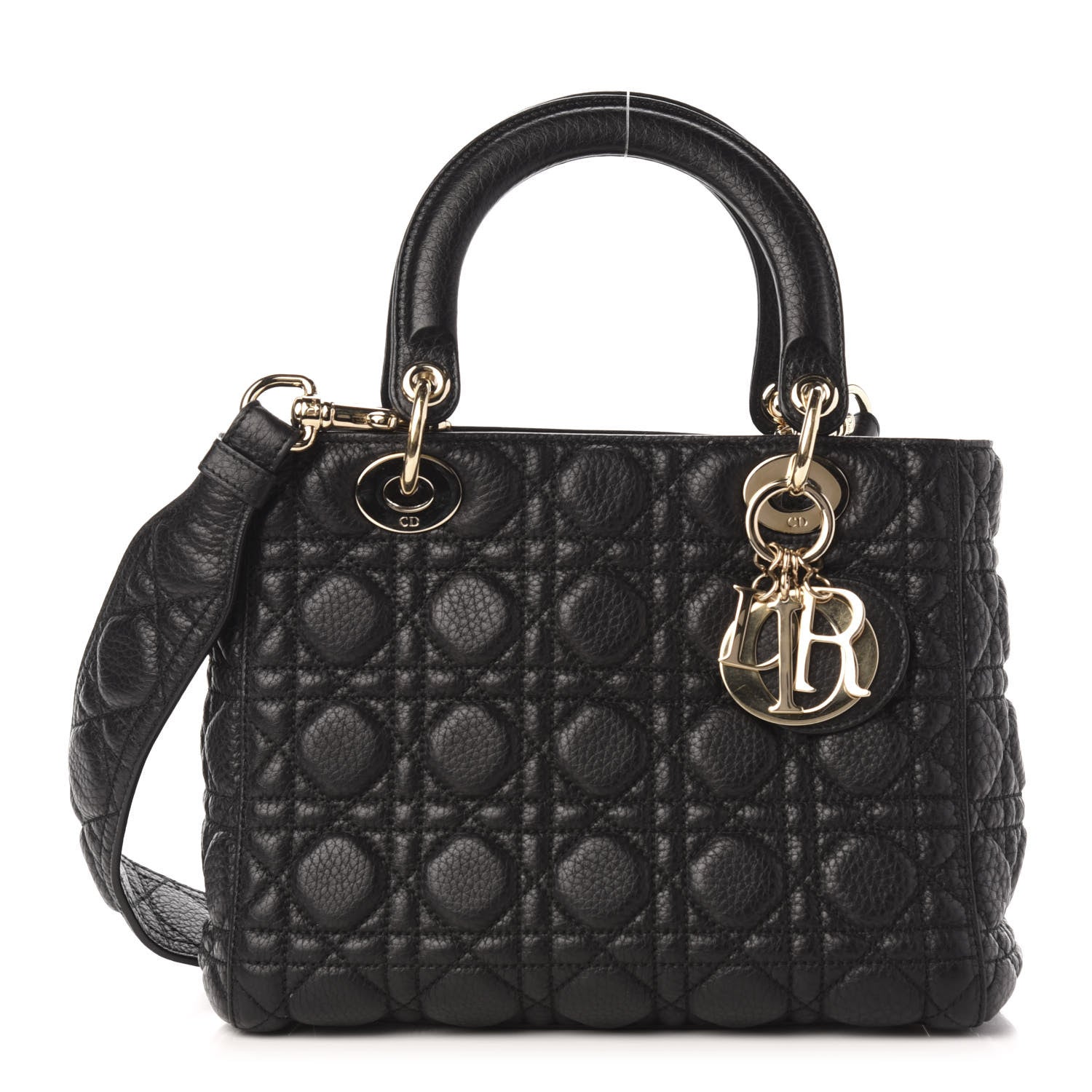 Christian Dior Grained Calfskin Cannage Medium Supple Lady Dior Black 1 of 14