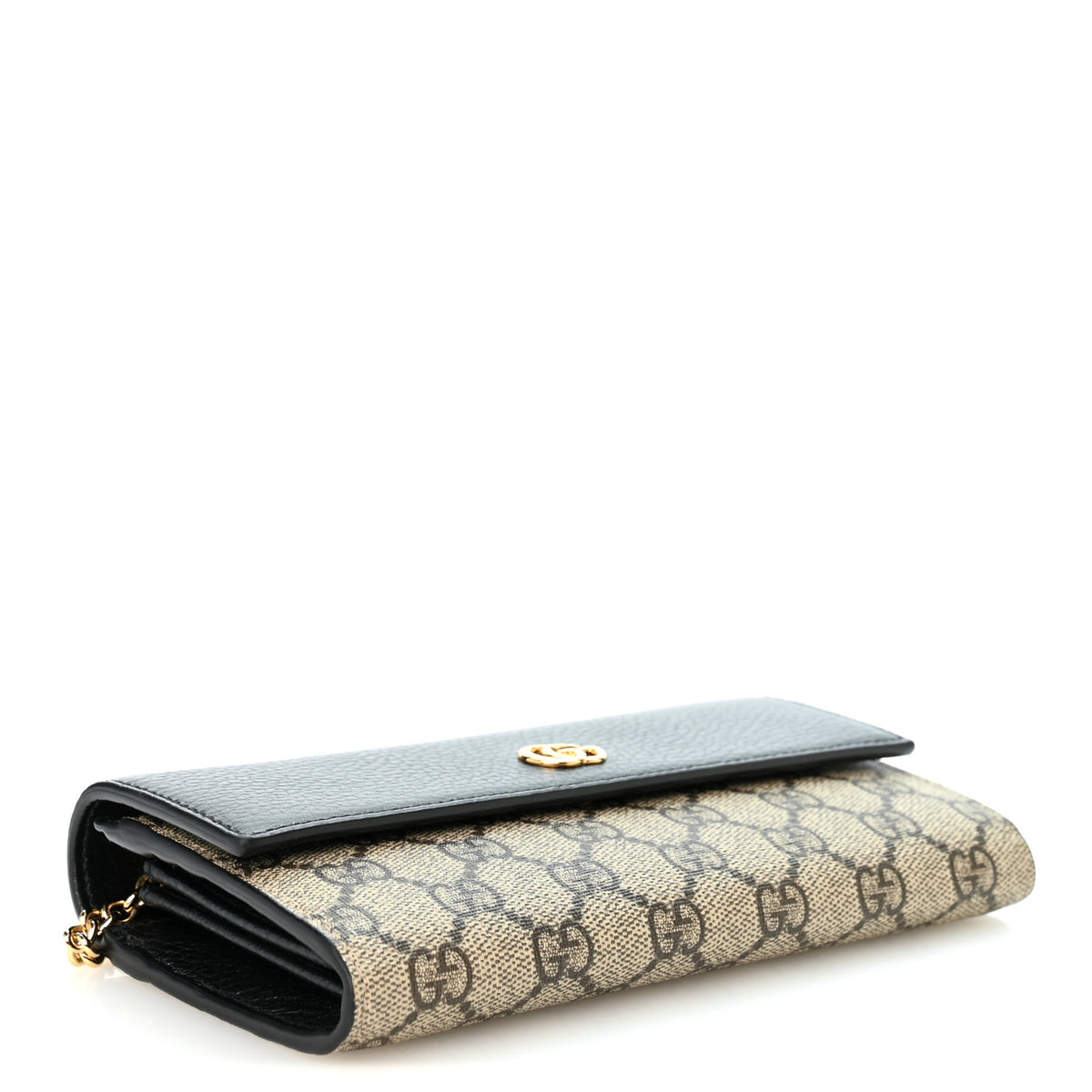 Gucci Dollar Calfskin GG Supreme Monogram Petite GG Marmont Wallet Chain Bag Black Beige Ebony 4 of 10