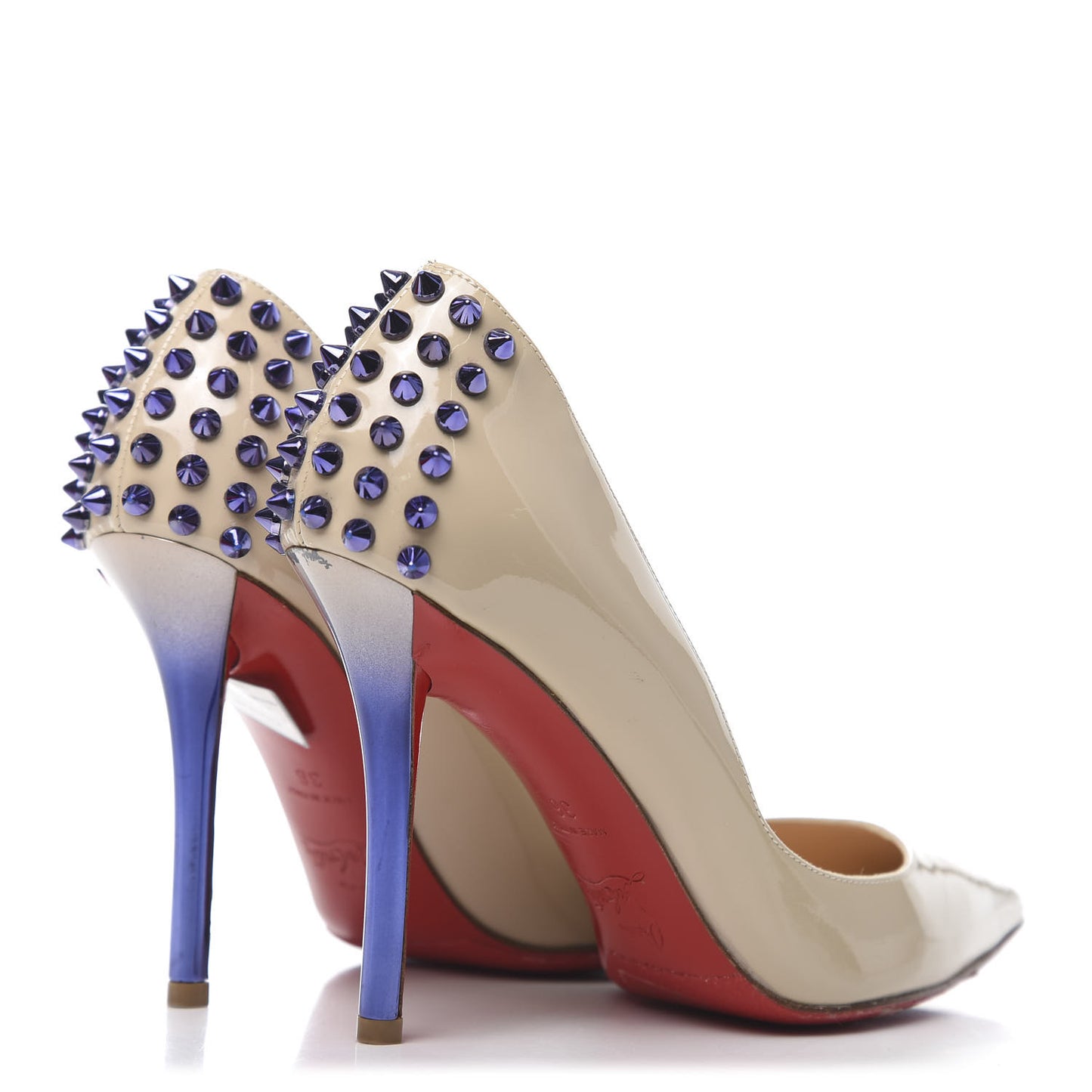 Patent Studded Zappa 100 Pumps 36 Beige