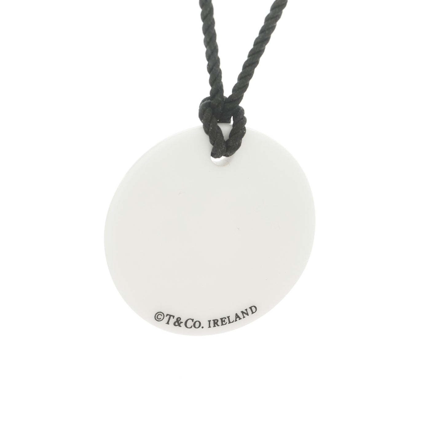 Sterling Silver Bone China Notes Round Pendant Cord Necklace Black White