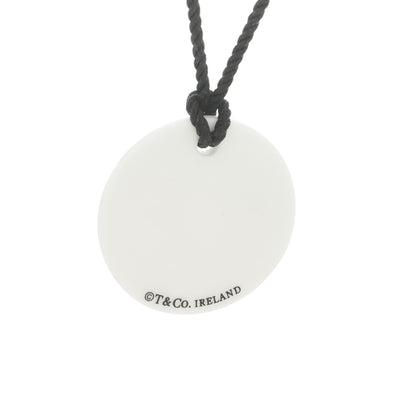 Tiffany Sterling Silver Bone China Notes Round Pendant Cord Necklace Black White 5 of 6