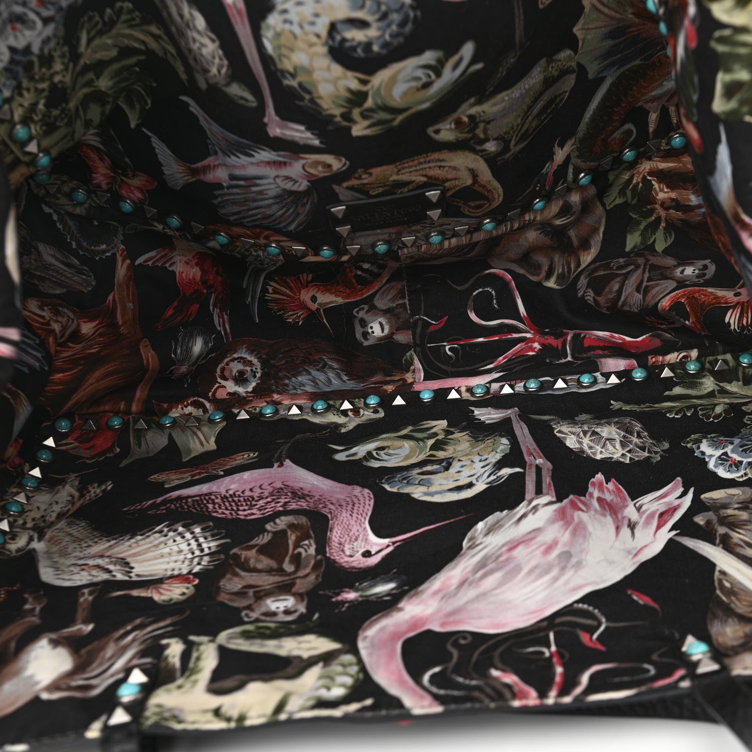 Valentino Garavani Stampa Alce Calfskin Large Tree of Life Rockstud Rolling Reversible Tote Black Multicolor 5 of 9