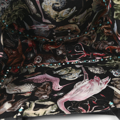 Valentino Garavani Stampa Alce Calfskin Large Tree of Life Rockstud Rolling Reversible Tote Black Multicolor 5 of 9