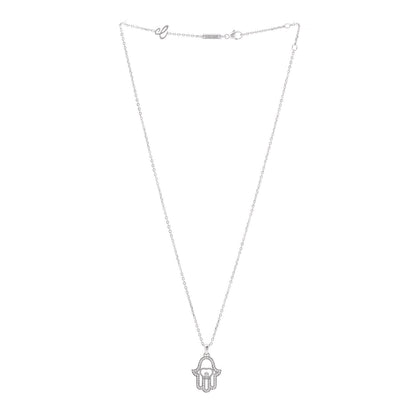 Chopard 18K White Gold Diamond Happy Diamonds Hamsa Pendant Necklace 3 of 6