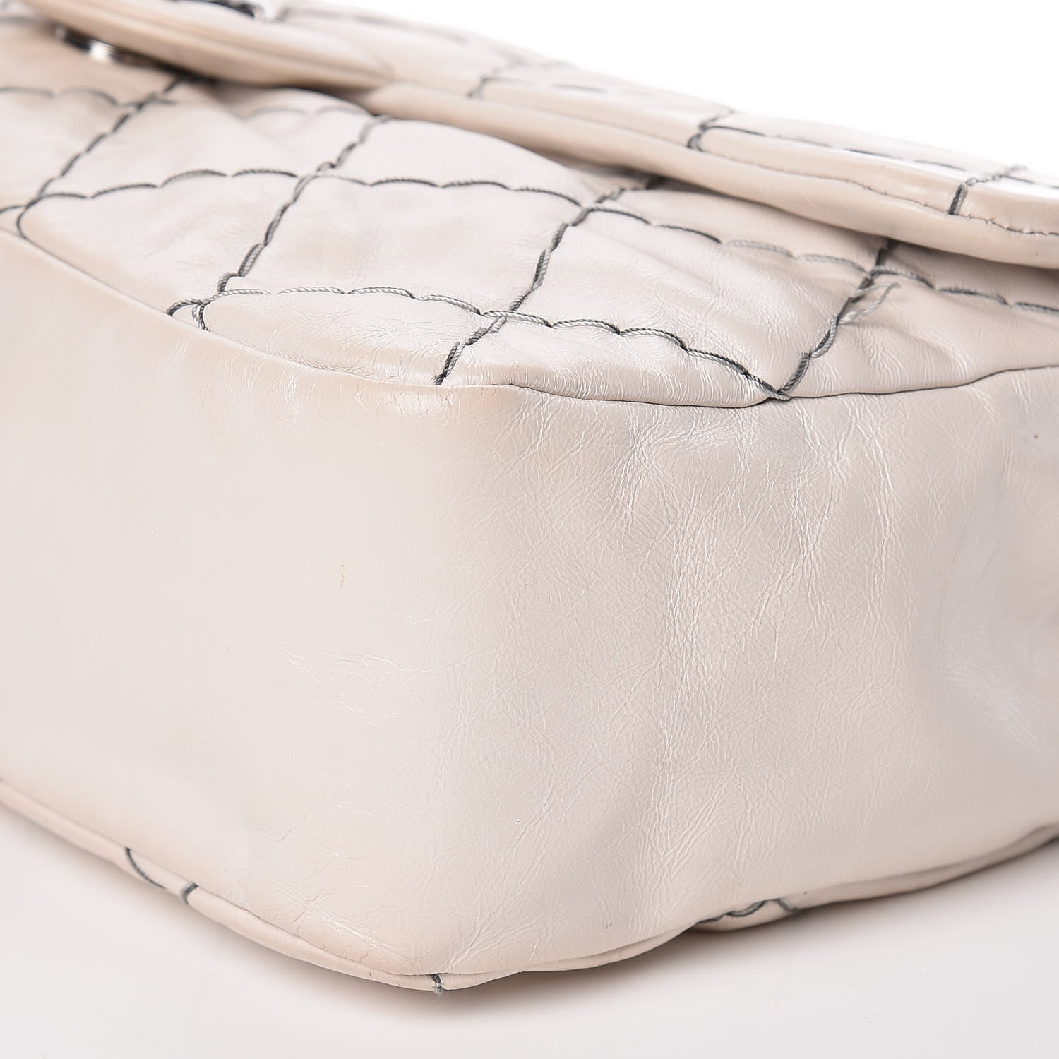 Chanel Glazed Goatskin Double Stitch Flap Ivory 11 of 11