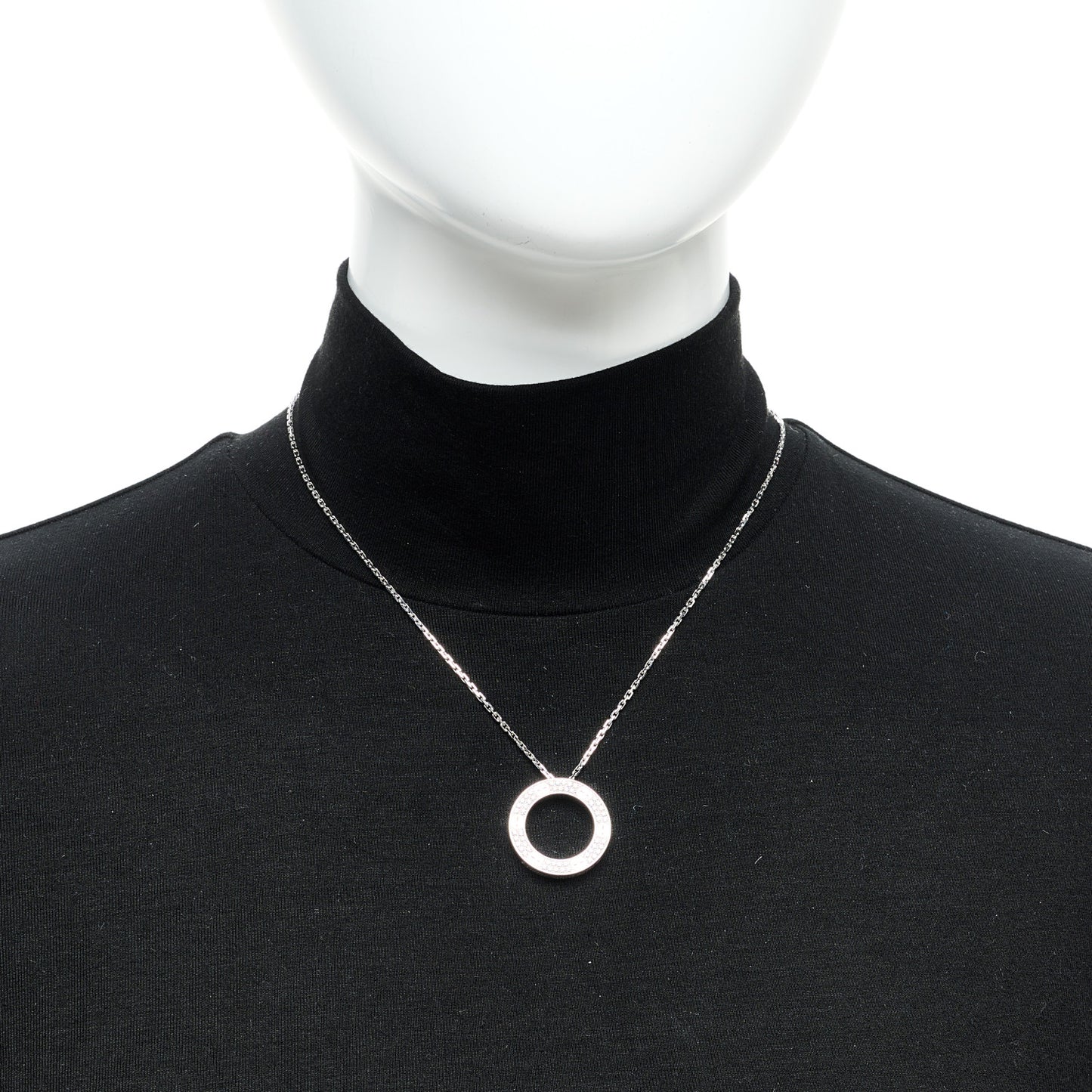 18K White Gold Diamond LOVE Paved Necklace