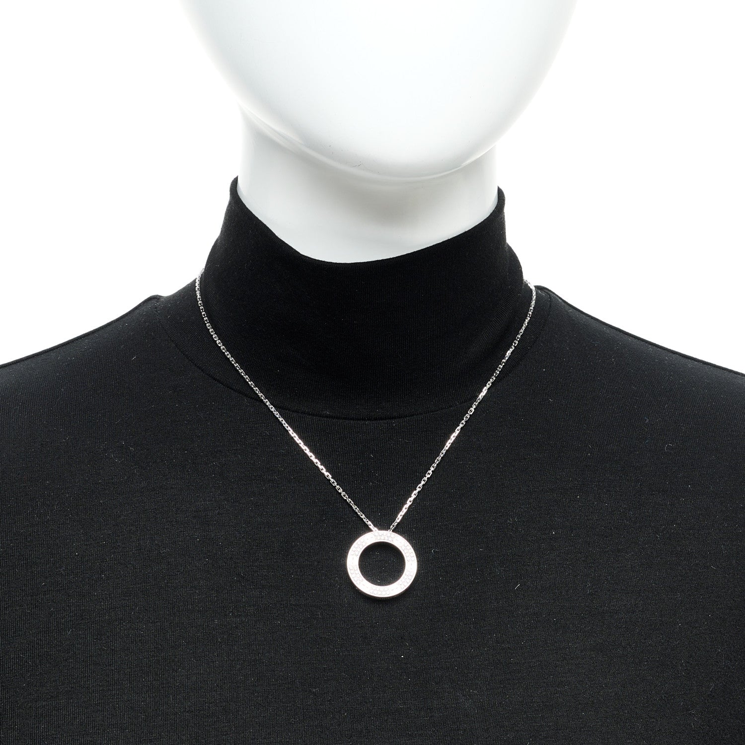 Cartier 18K White Gold Diamond LOVE Paved Necklace 2 of 5