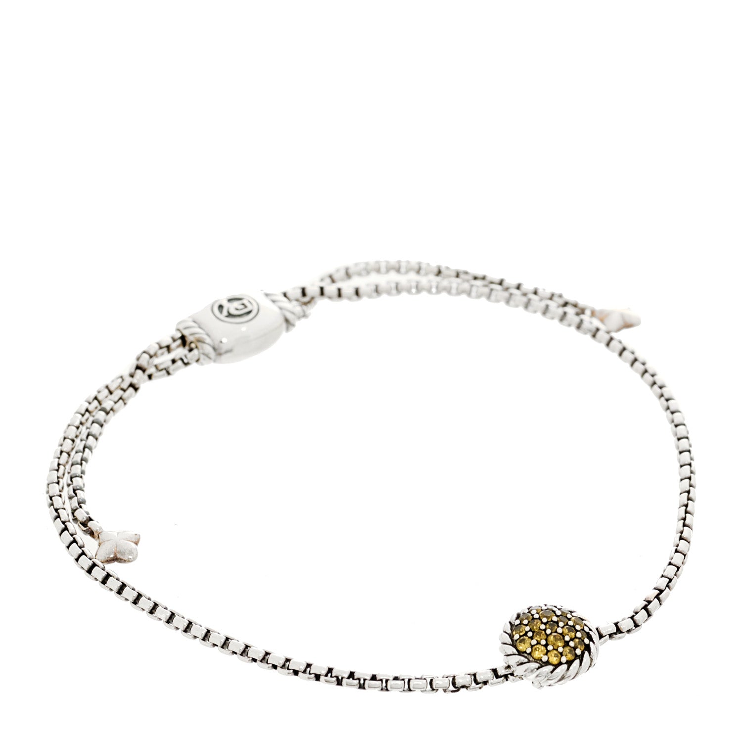 David Yurman Sterling Silver Yellow Sapphire 9mm Chatelaine Petite Pave Bracelet 1 of 3