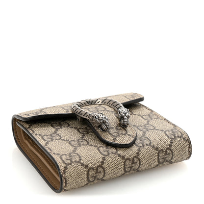 Gucci GG Supreme Monogram Dionysus Card Case Wallet Beige Taupe Beige Taupe 4 of 7