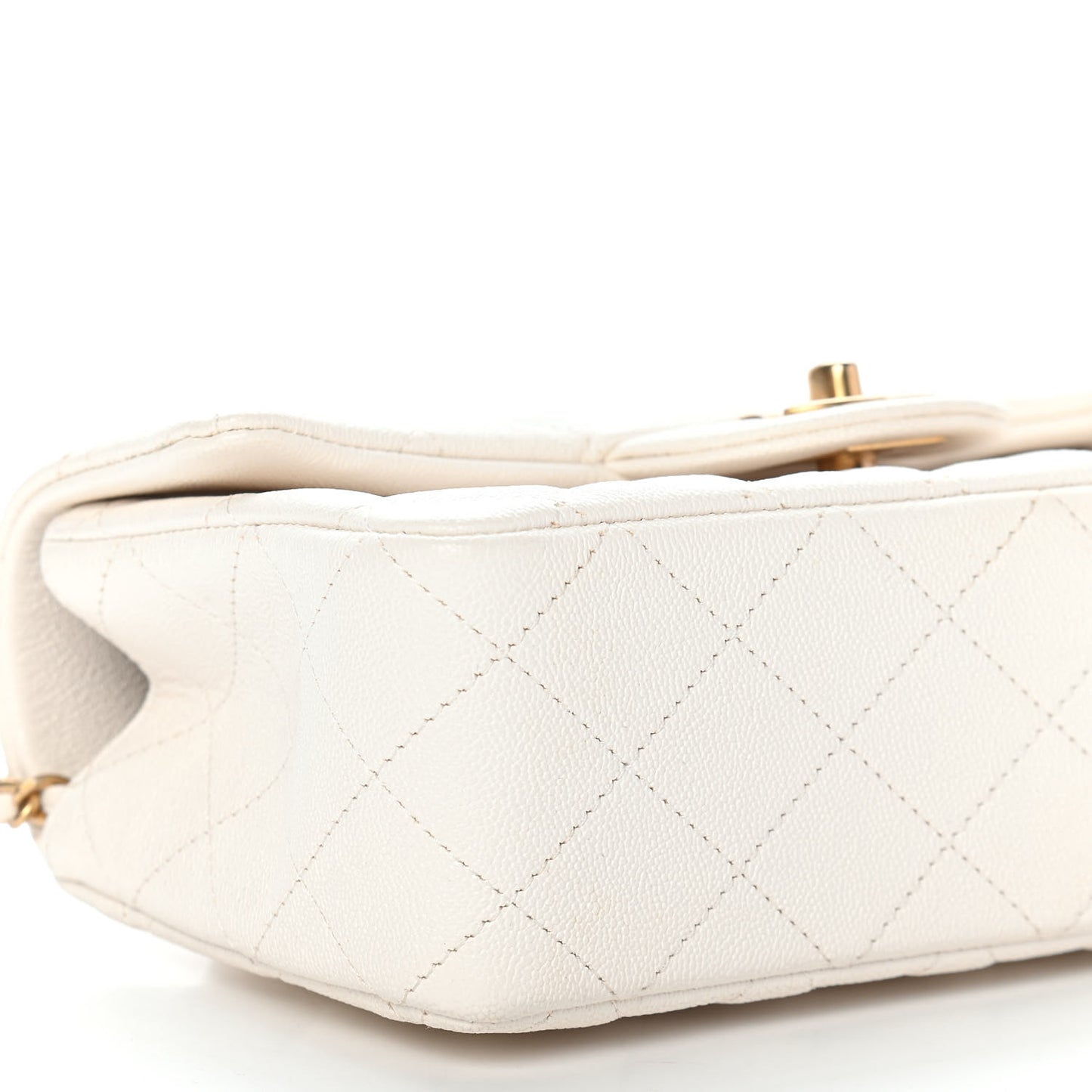 Caviar Quilted Mini Top Handle Rectangular Flap White