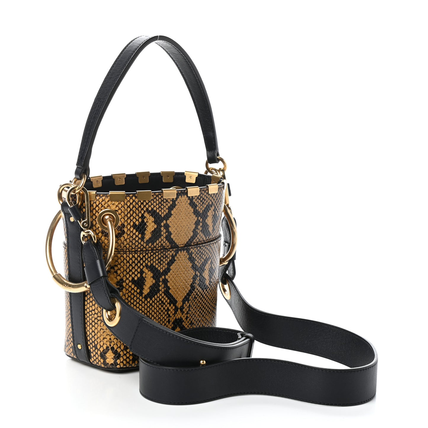 Python Embossed Calfskin Mini Roy Bucket Bag September Sun