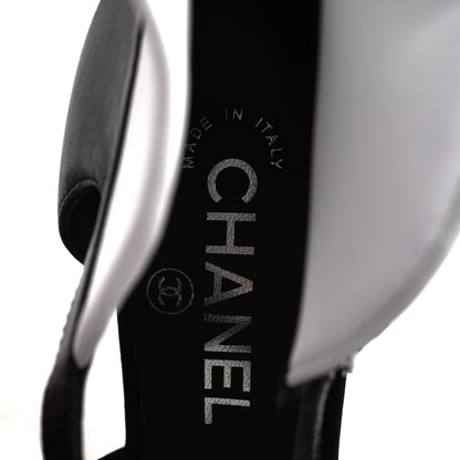 Chanel Lambskin Grosgrain Cap Toe Camellia Mary Jane Platform Pumps 36.5 Black 8 of 10