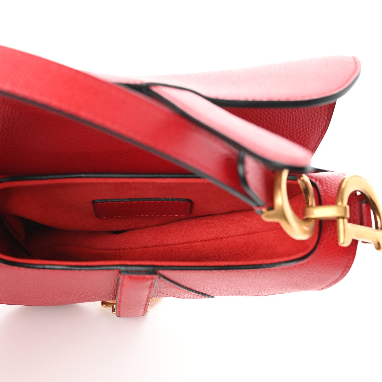 Christian Dior Grained Calfskin Mini Saddle Bag Red 5 of 8
