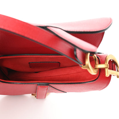 Christian Dior Grained Calfskin Mini Saddle Bag Red 5 of 8