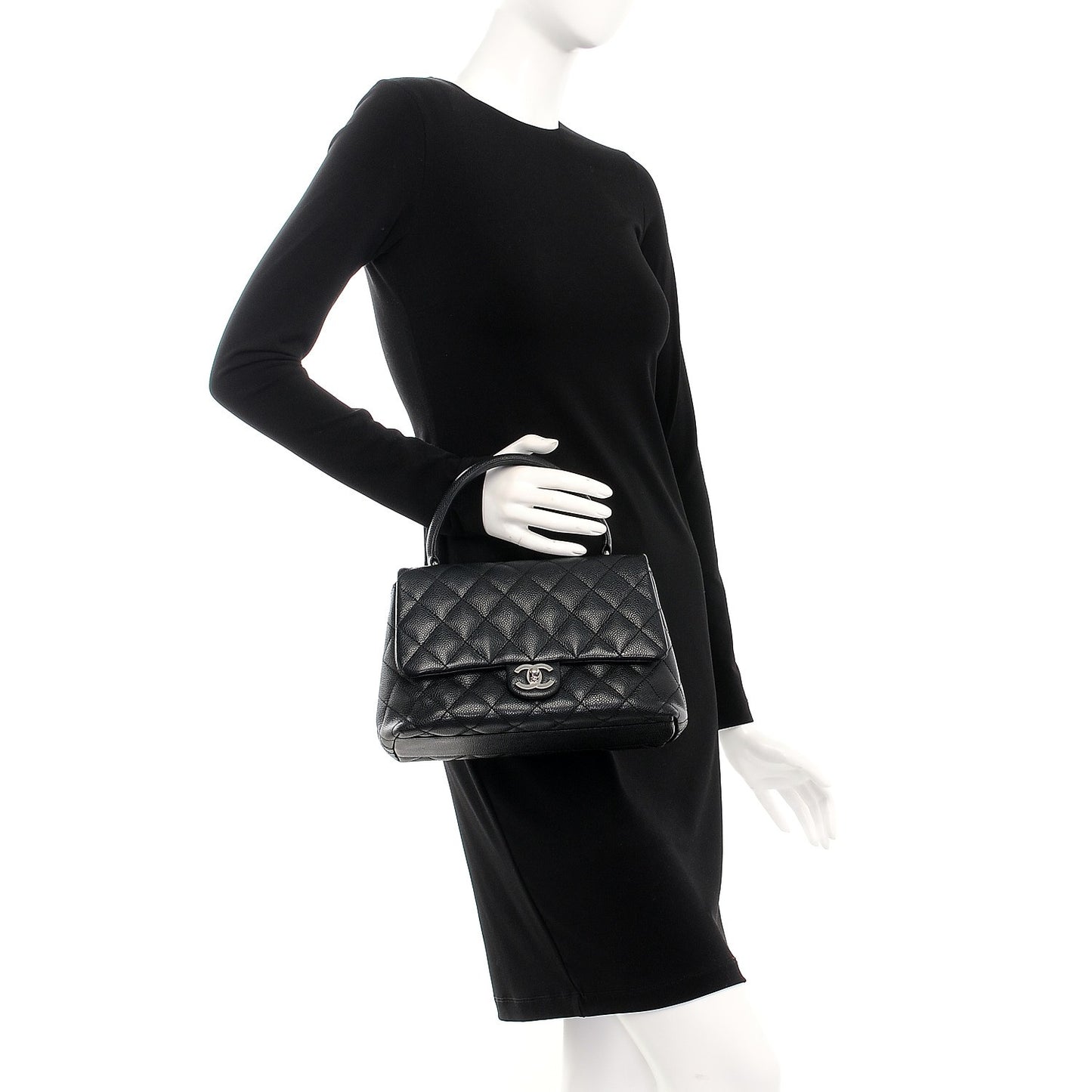 Caviar Quilted Medium Kelly Flap Bag Black