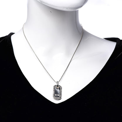 David Yurman Sterling Silver Black Onyx Black Diamond Small Dog Tag Pendant 2 of 5
