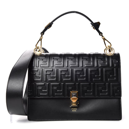 Fendi Vitello Liberty FF 1974 Embossed Kan I Shoulder Bag Black 1 of 10