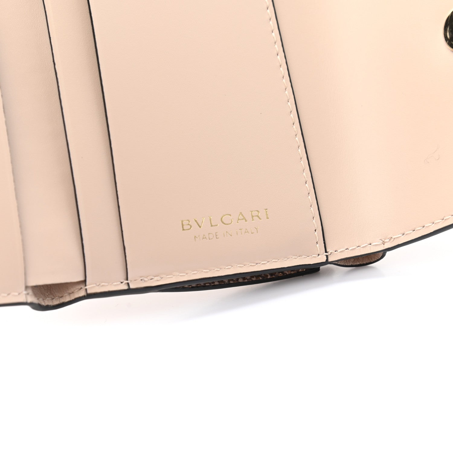 Bulgari Karung Calfskin Serpenti Forever Compact Wallet Beige 6 of 8
