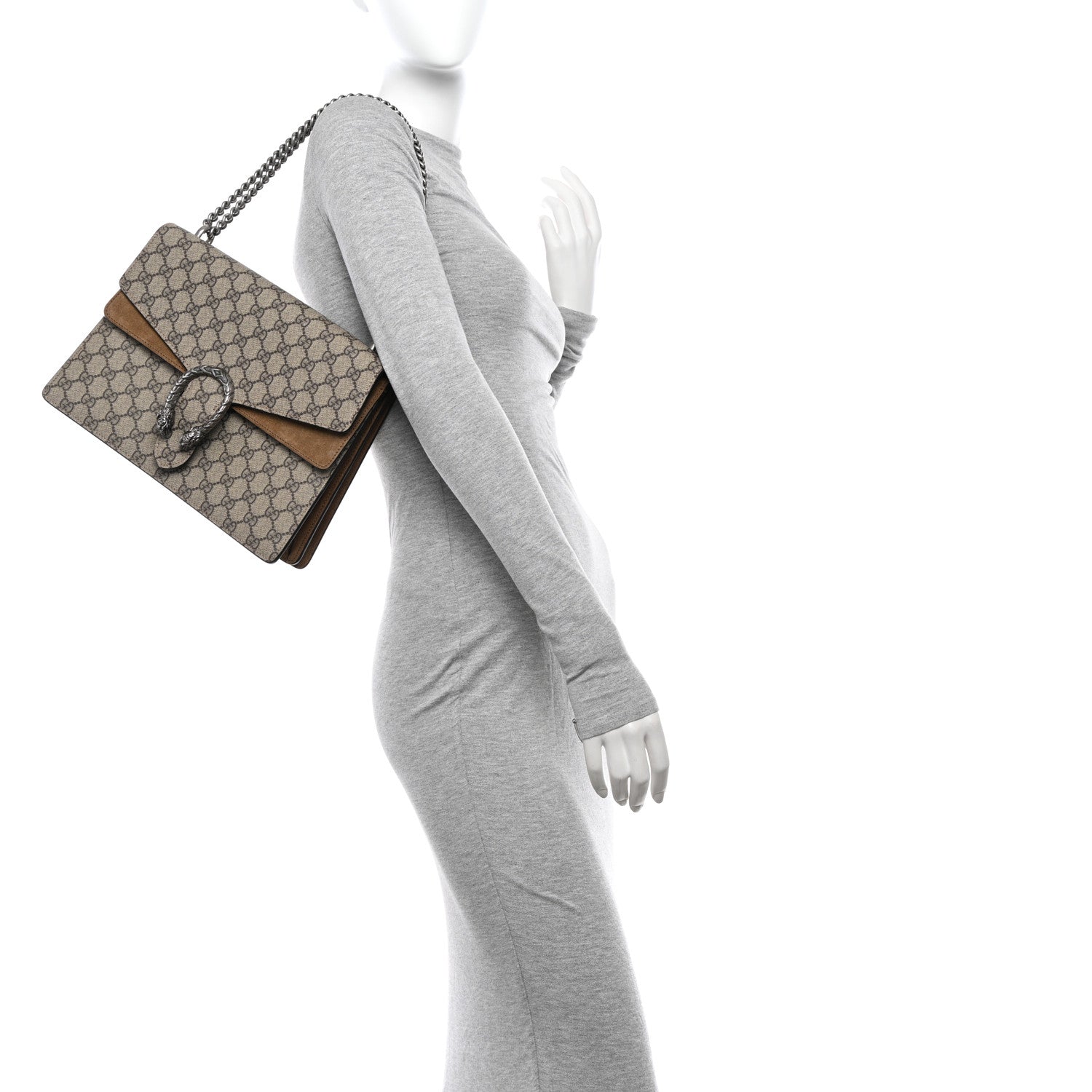 Gucci GG Supreme Monogram Medium Dionysus Shoulder Bag Taupe 2 of 10