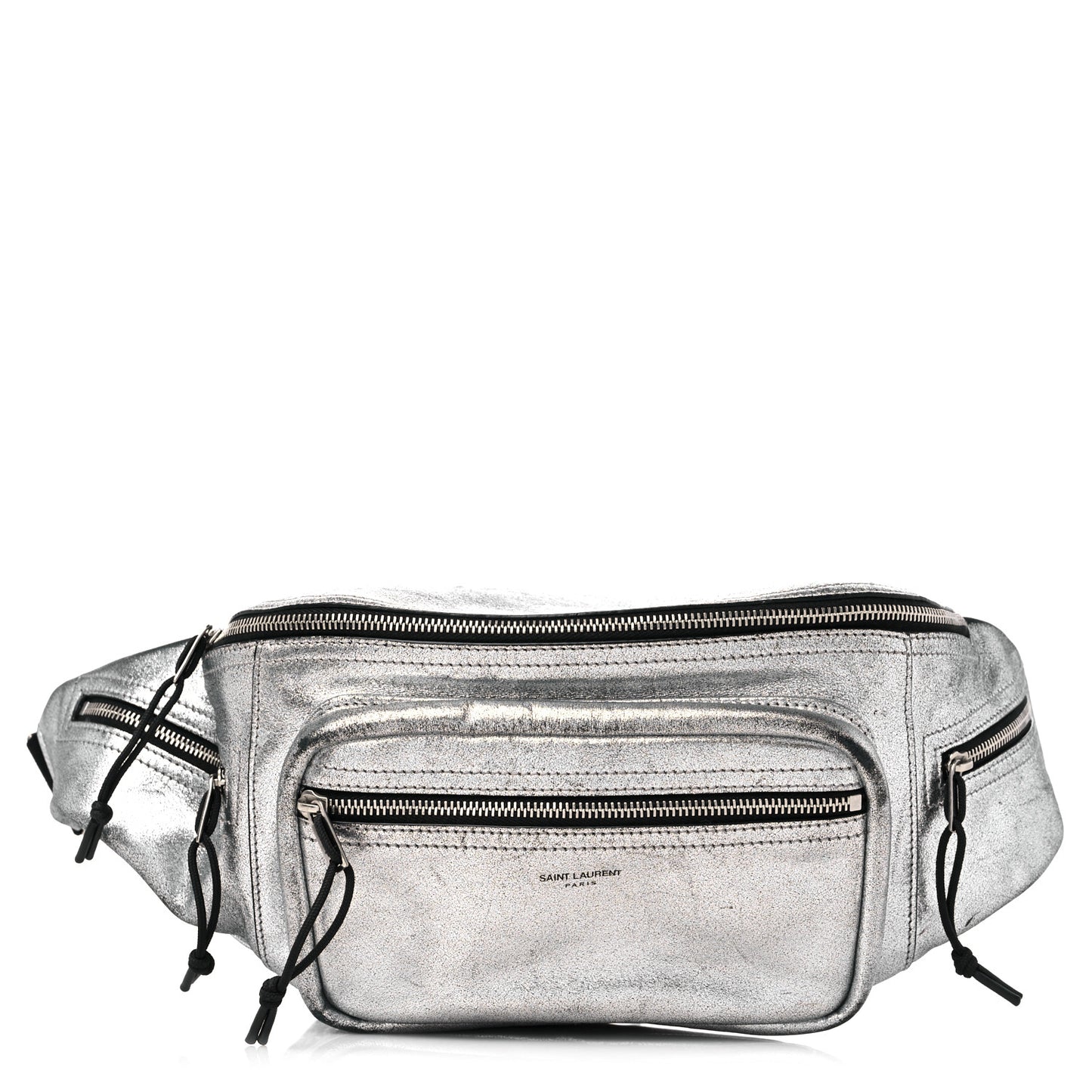 Metallic Calfskin Ripstop Body Belt Bag Silver