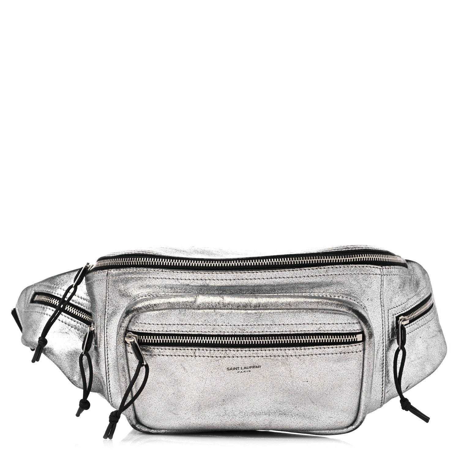Saint Laurent Metallic Calfskin Ripstop Body Belt Bag Silver 1 of 13