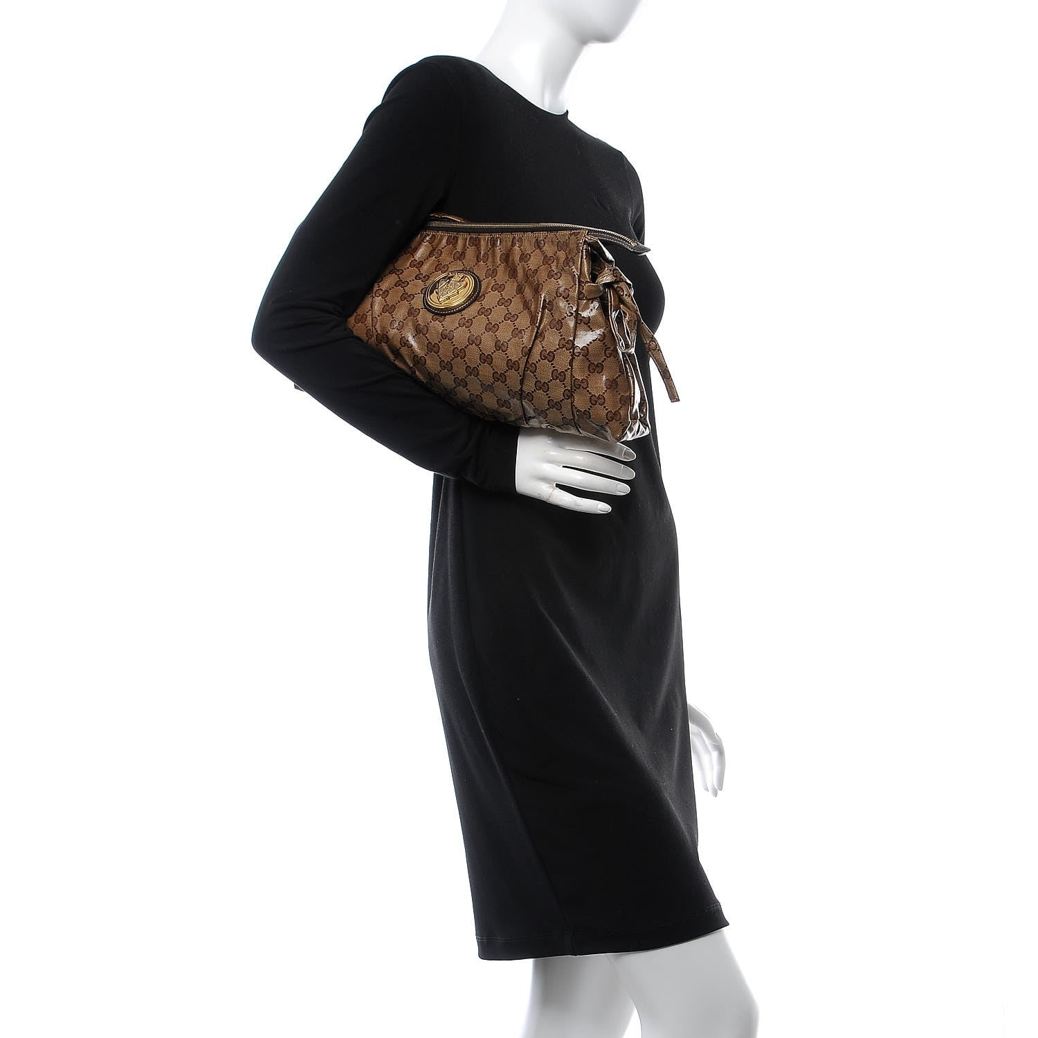 Gucci Crystal Monogram Large Hysteria Clutch Brown 2 of 8