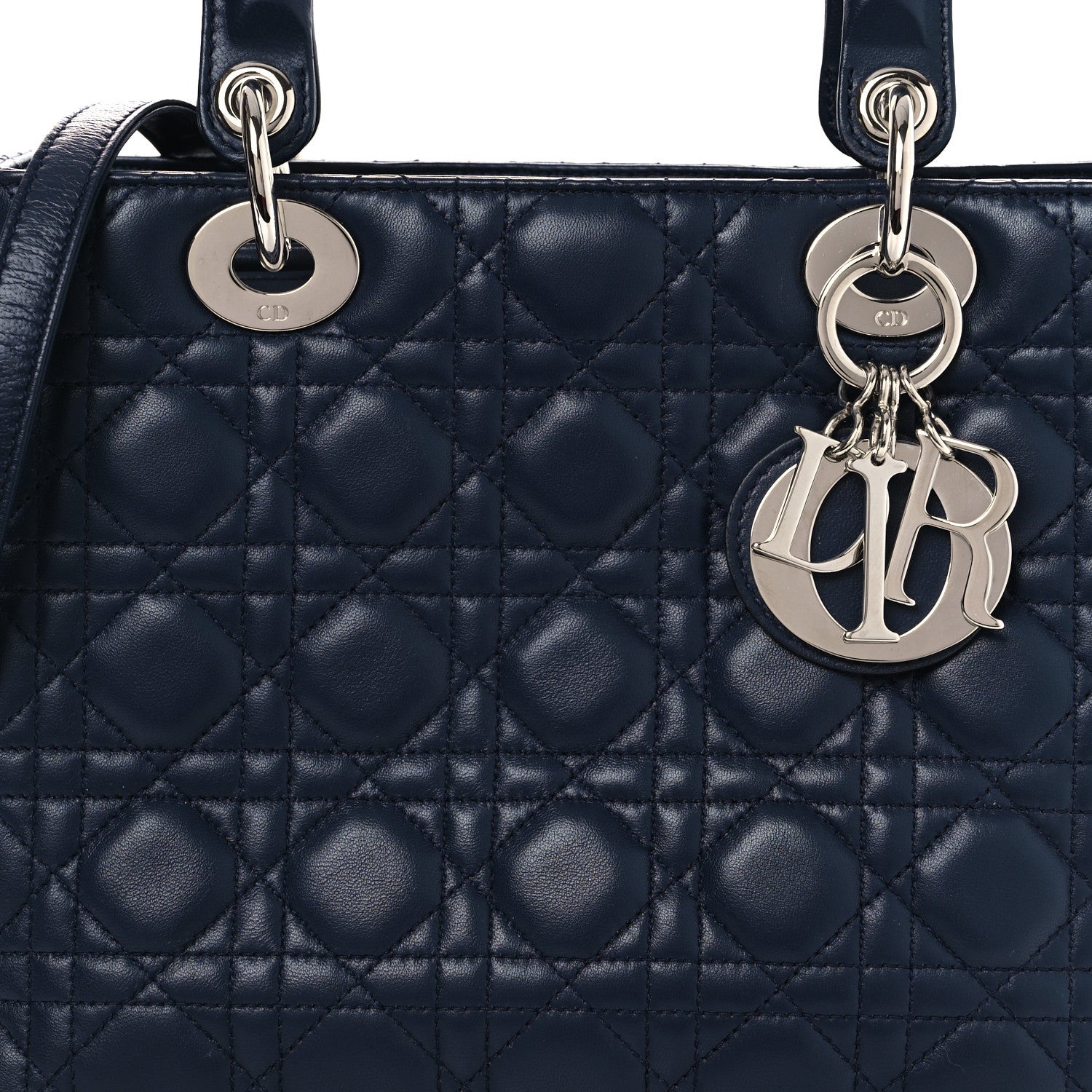 Christian Dior Lambskin Cannage Medium Lady Dior Navy Blue 8 of 10