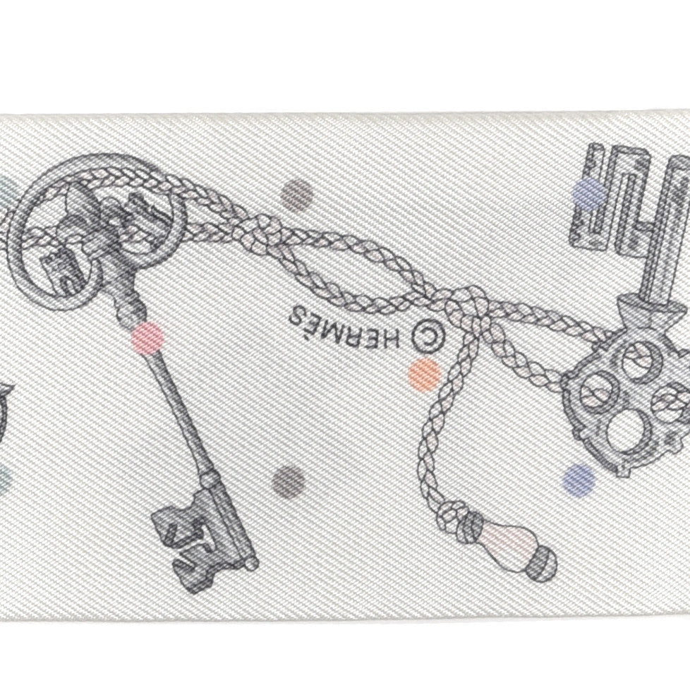 Hermes Silk Les Cles A Pois Twilly White Gris Acier 3 of 4