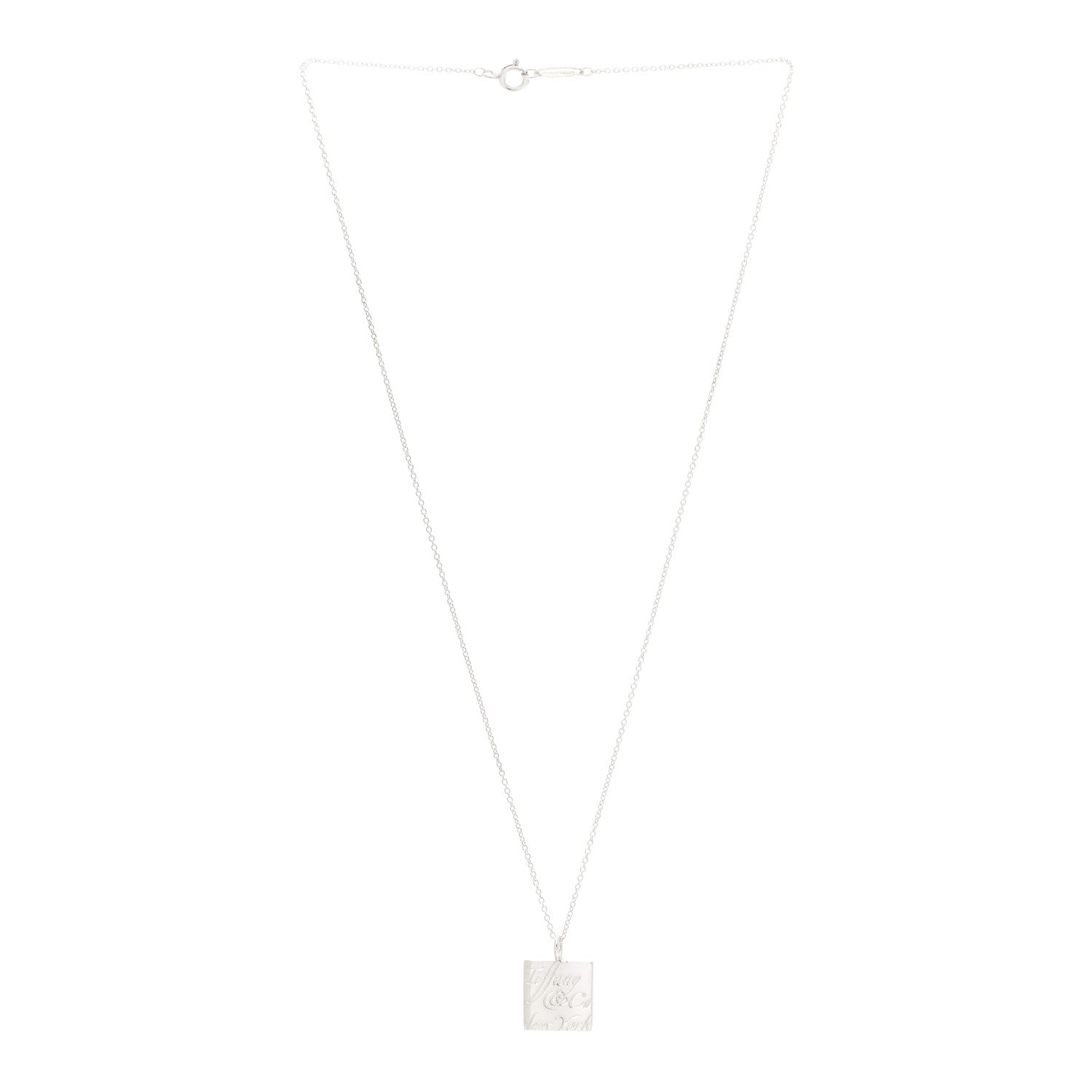 Tiffany Sterling Silver Love Notes Square Pendant Necklace 3 of 6