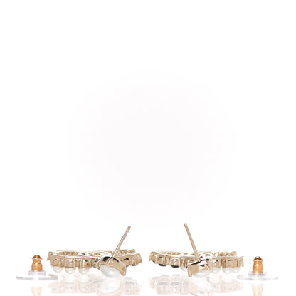 Chanel Resin Pearl CC Dazzling Domino Earrings Gold Black 3 of 5