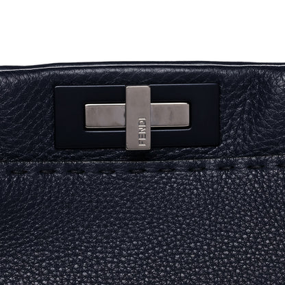 Fendi Cuoio Romano Selleria Medium Peekaboo Iconic Satchel Blue Notte 12 of 17