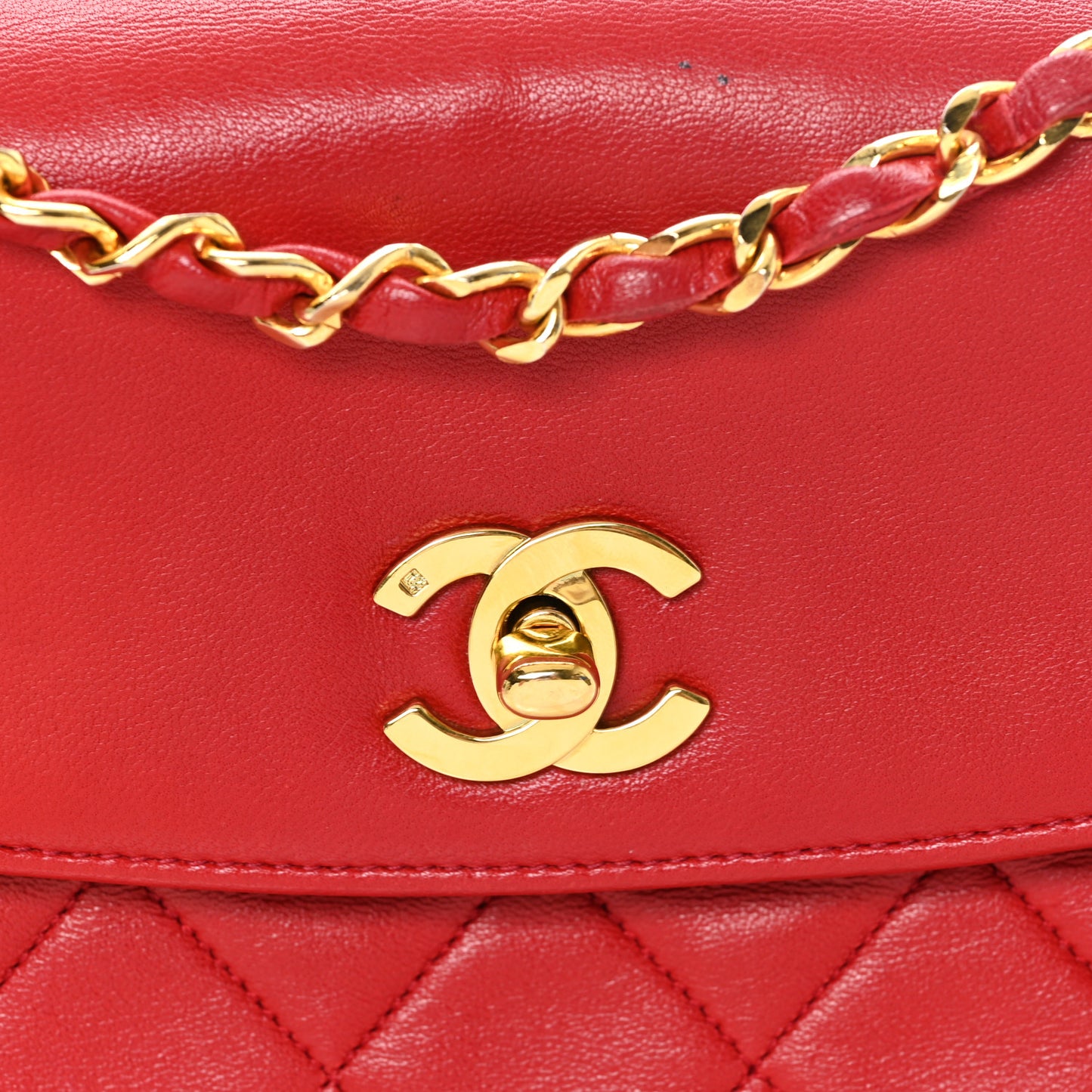 Lambskin Quilted Small Single Flap Red