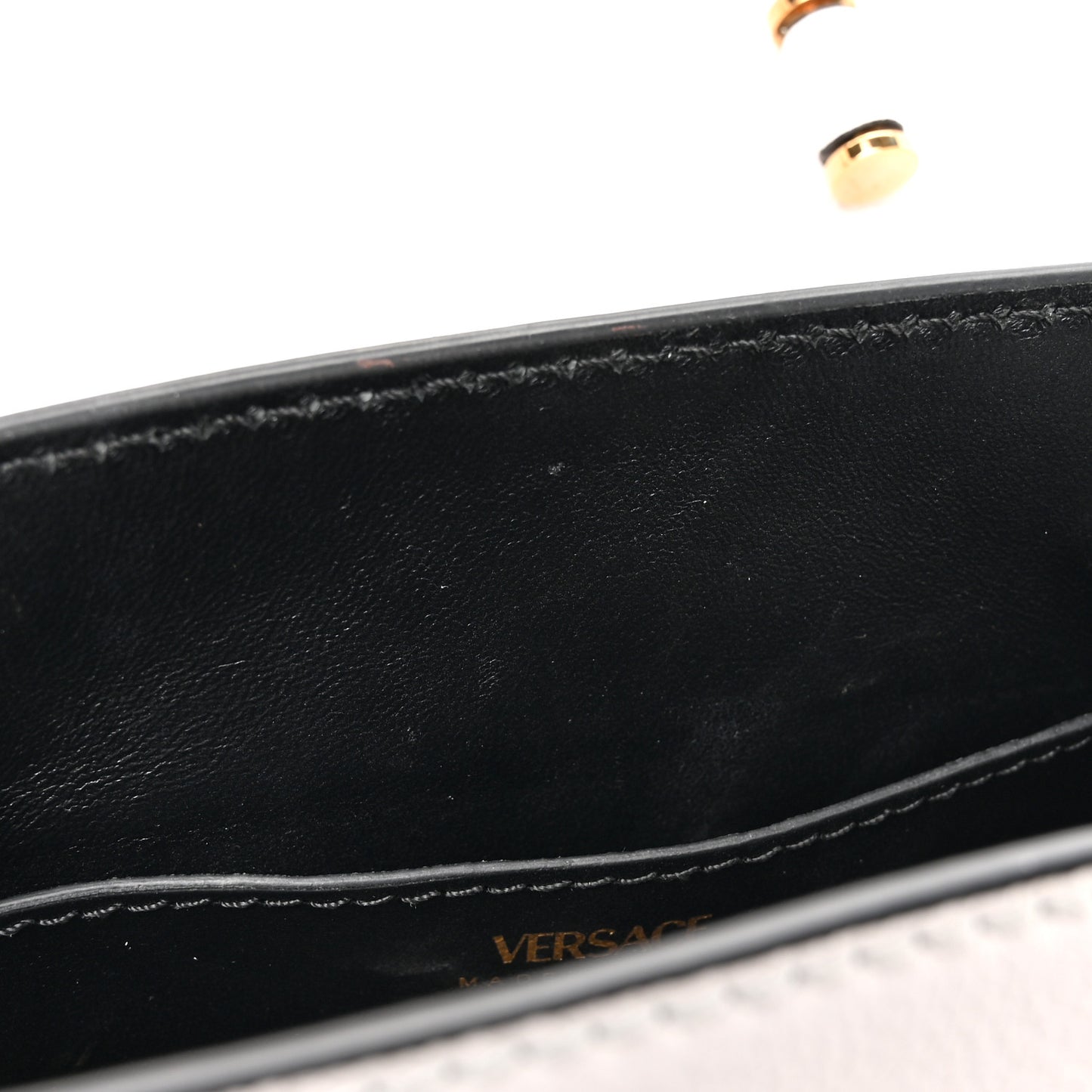 Grained Calfskin Small La Medusa Top Handle Bag Optical White