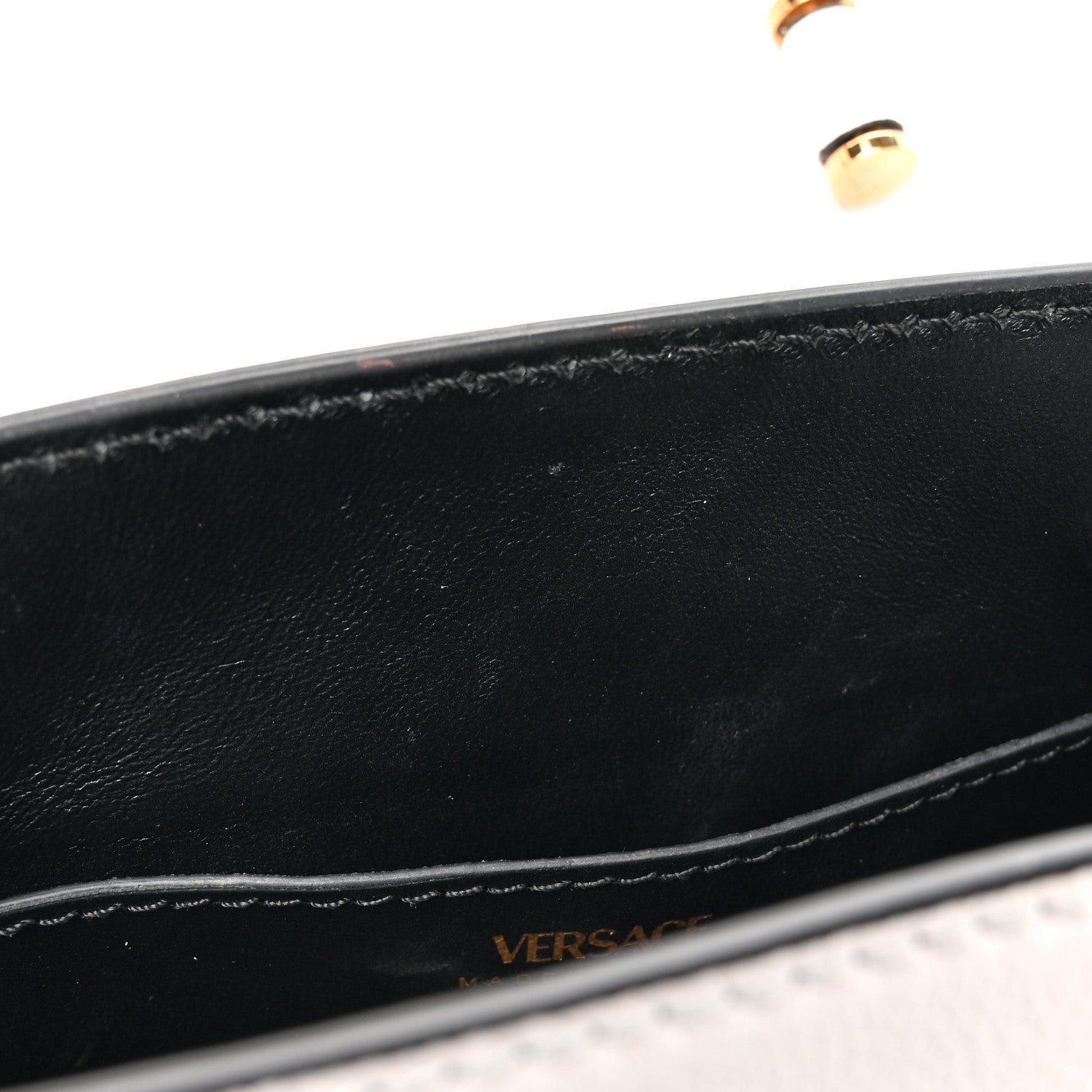 Versace Grained Calfskin Small La Medusa Top Handle Bag Optical White 12 of 14