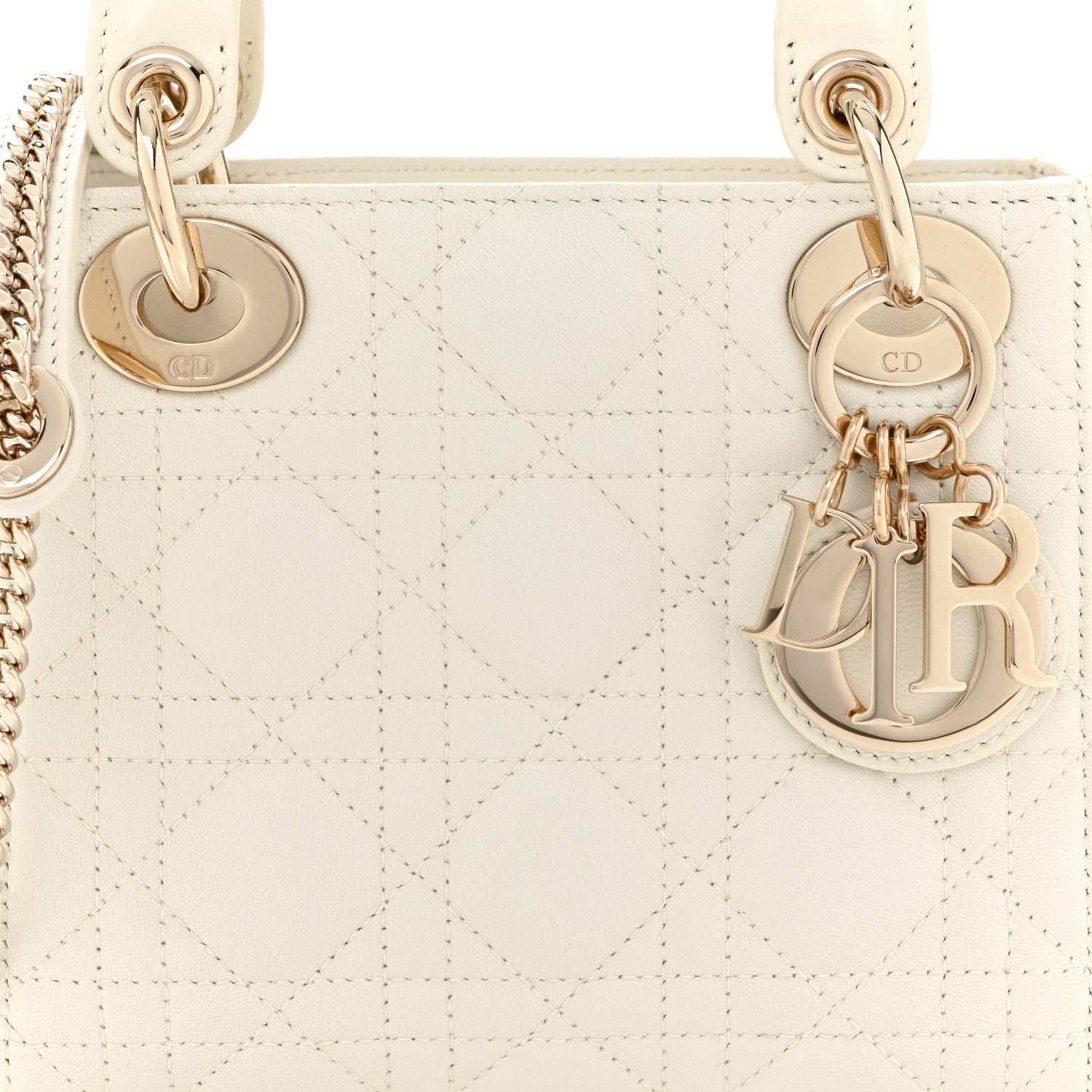 Christian Dior Lambskin Cannage Mini Lady Dior White 1824359
