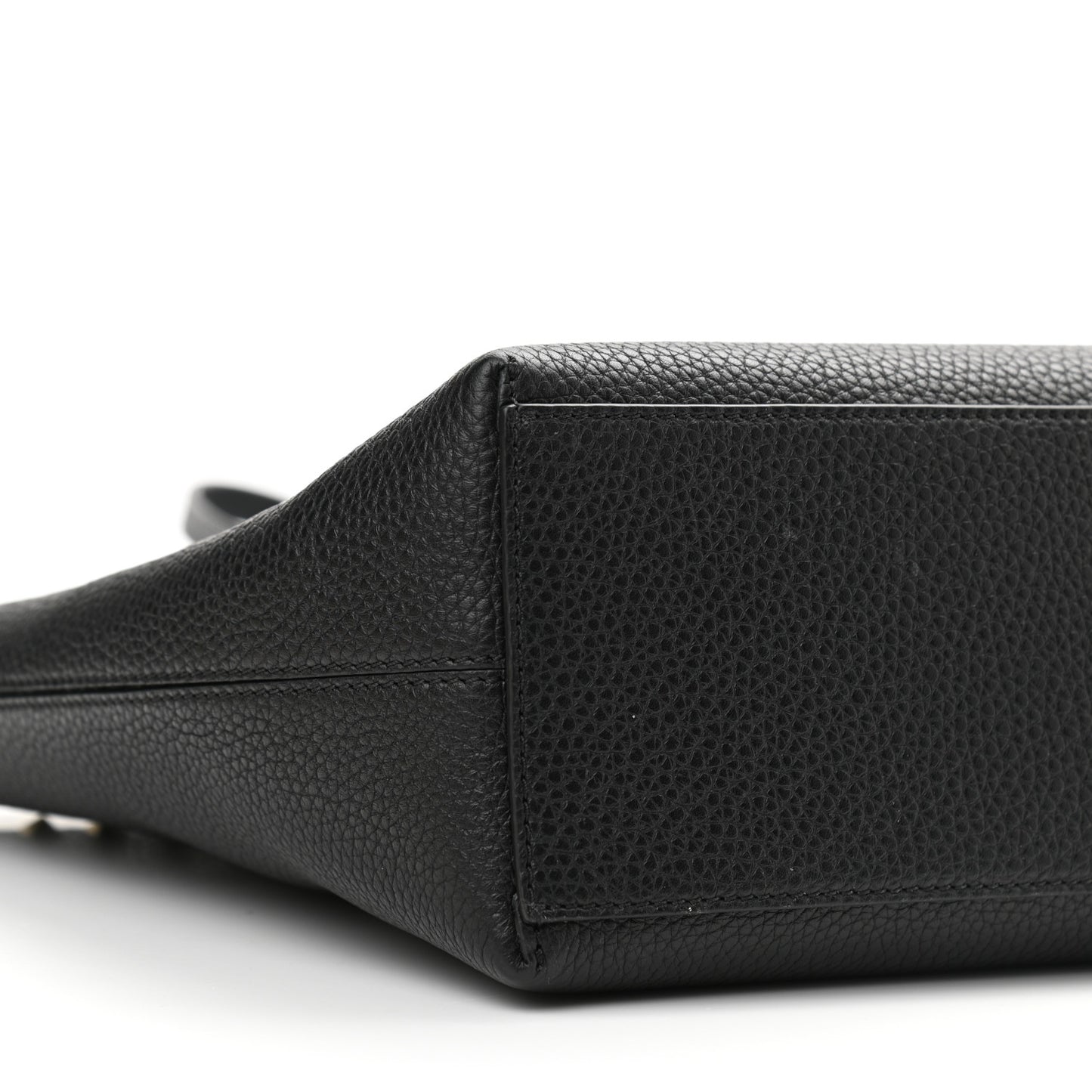 Grained Calfskin Small Rockstud Shoulder Tote Black