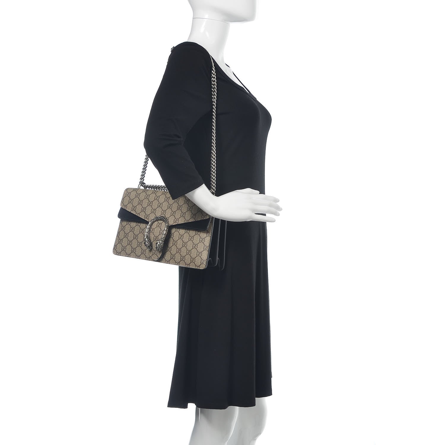 Gucci GG Supreme Monogram Small Dionysus Shoulder Bag Black 2 of 12