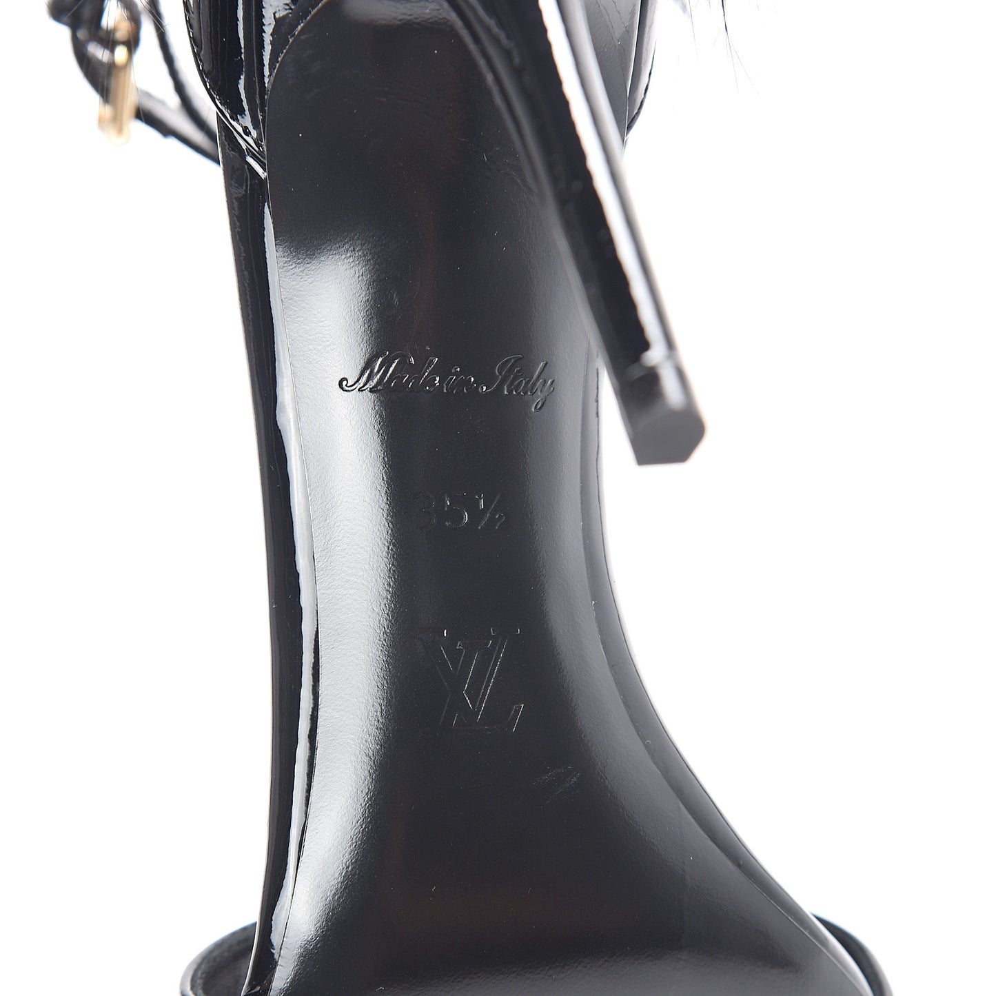 Patent Monogram Call Back Sandals 35.5 Black
