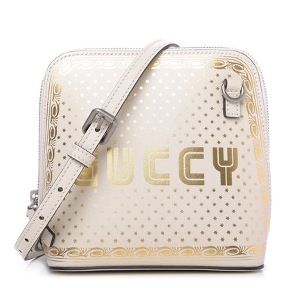 Gucci X SEGA Calfskin GUCCY Stars Mini Dome Shoulder Bag Mystic White Gold 1 of 9