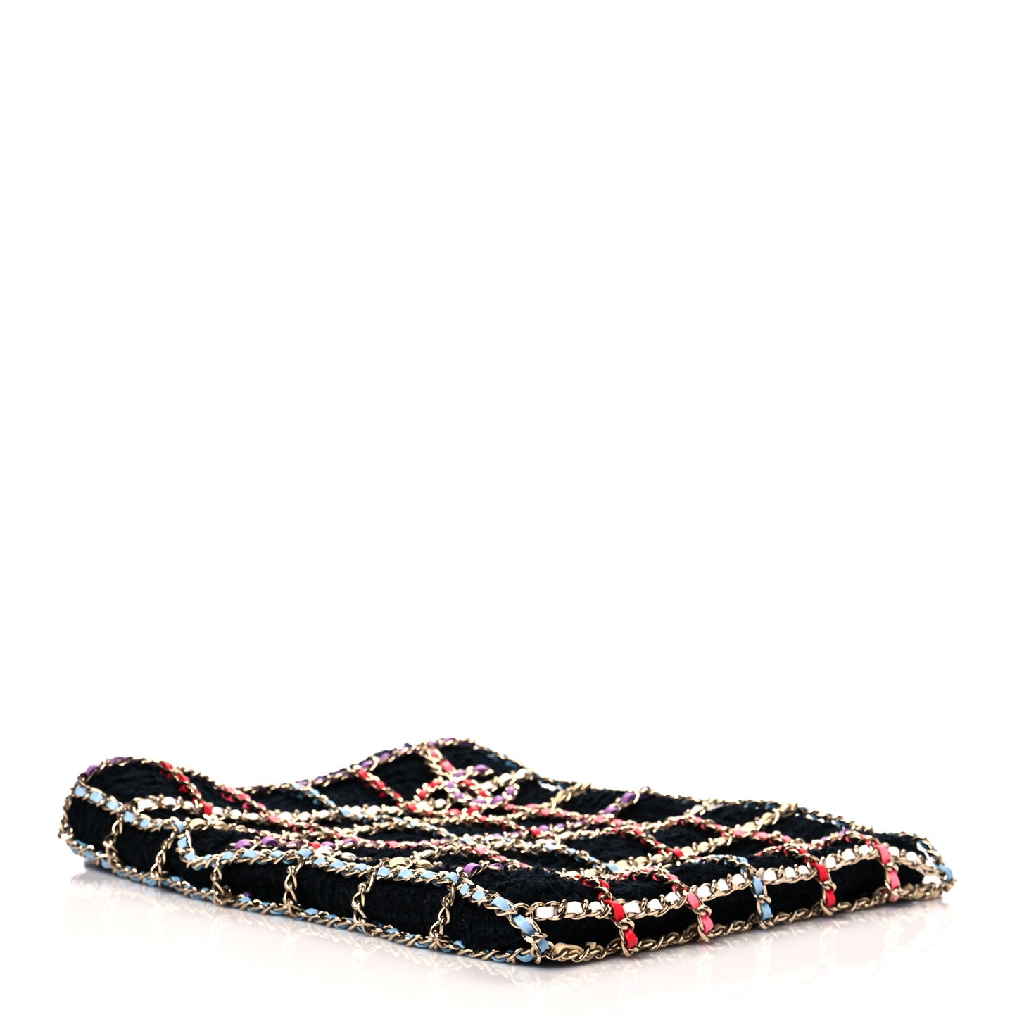 Tweed Large Shopping Chain Tote Black Multicolor