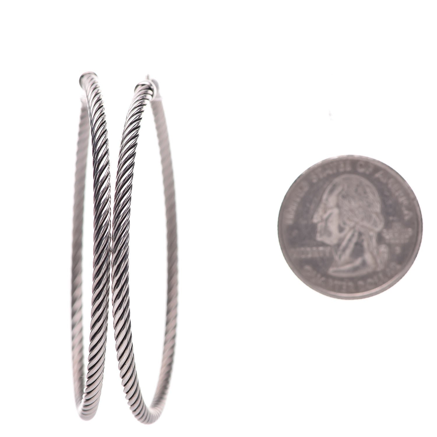 David Yurman Sterling Silver Cable Classics Extra Large Hoop Earrings 2 of 4