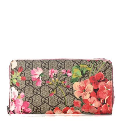 Gucci GG Supreme Monogram Blooms Zip Around Wallet Beige Multicolor Dry Rose 1 of 7