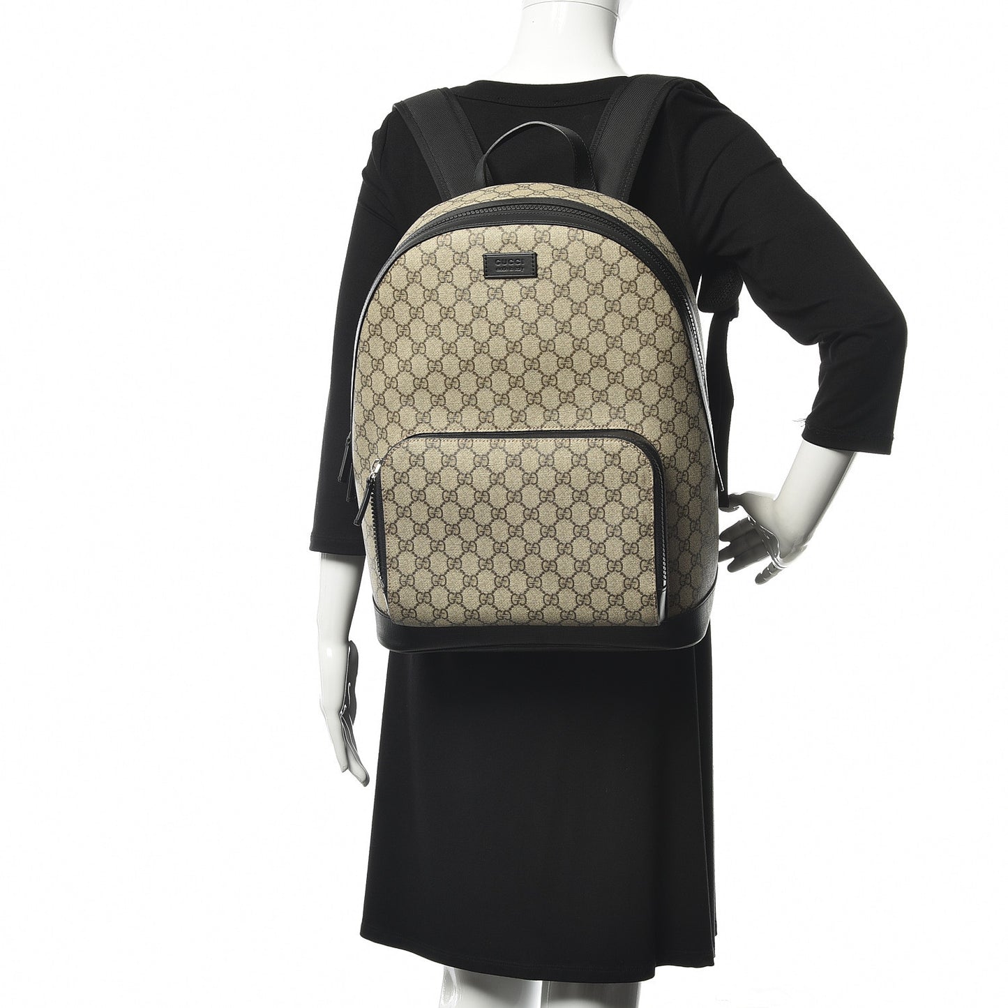 GG Supreme Monogram Medium Backpack Black