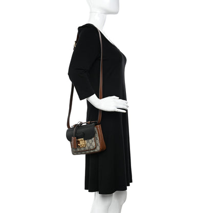 Gucci GG Supreme Monogram New Sakai Lux Calfskin Mini Padlock Flap Pocket Shoulder Bag Beige Ebony Black Cuir 2 of 11